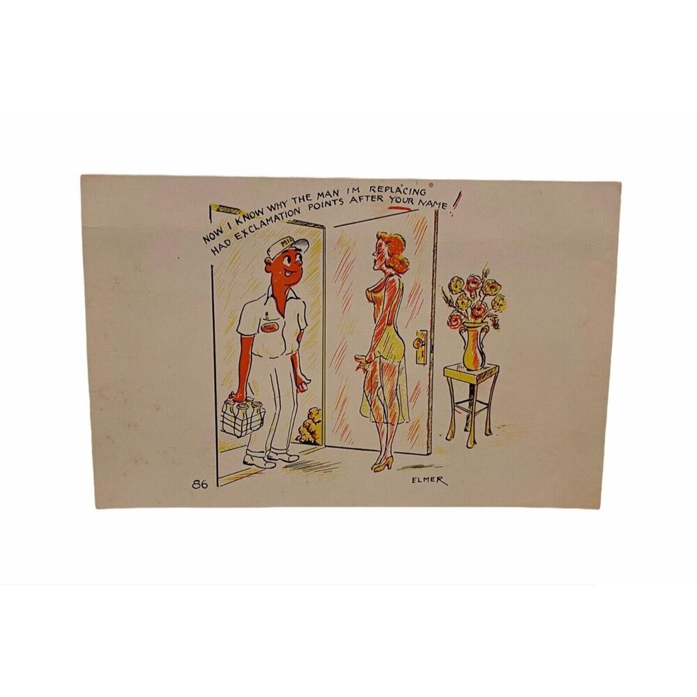 Elmer Anderson Vintage 1986 The Milkman Comedy Postcard